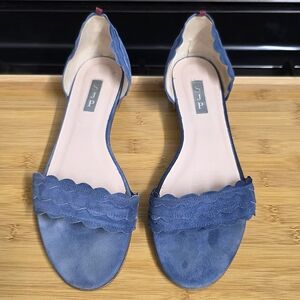 SJP by Sarah Jessica Parker Blue Scalloped Flats Sandals US 9 EU 40